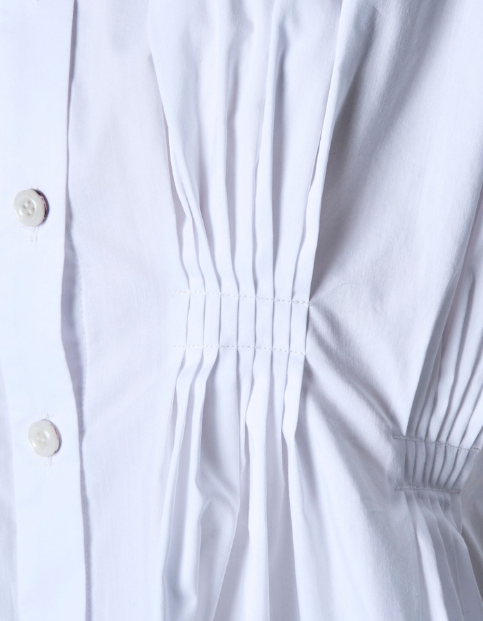 Cotton Bundled Tuck Blouse / white