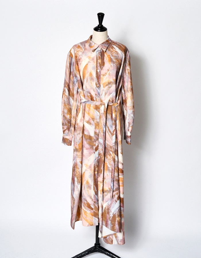 Wing Print Shirt Dress / pink