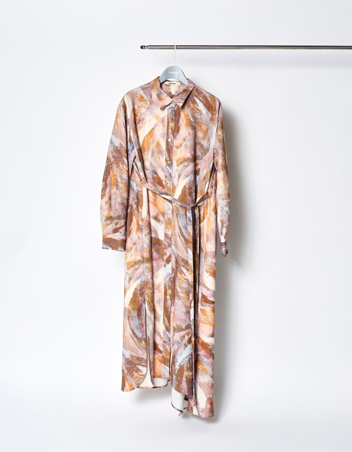 Wing Print Shirt Dress / pink