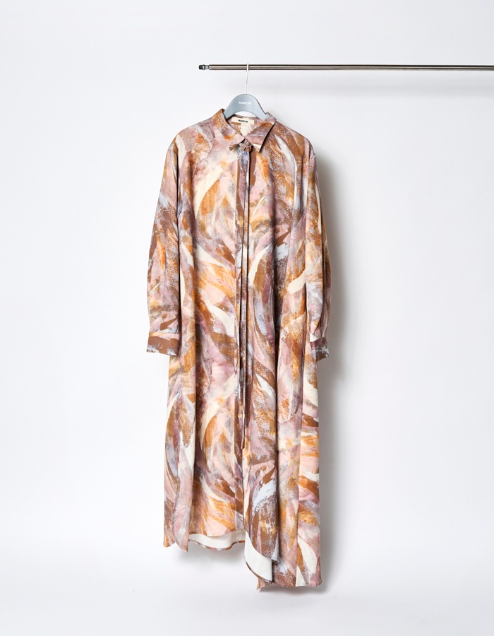 Wing Print Shirt Dress / pink