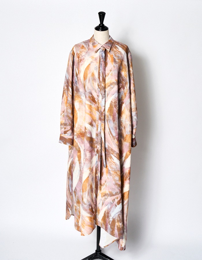 Wing Print Shirt Dress / pink