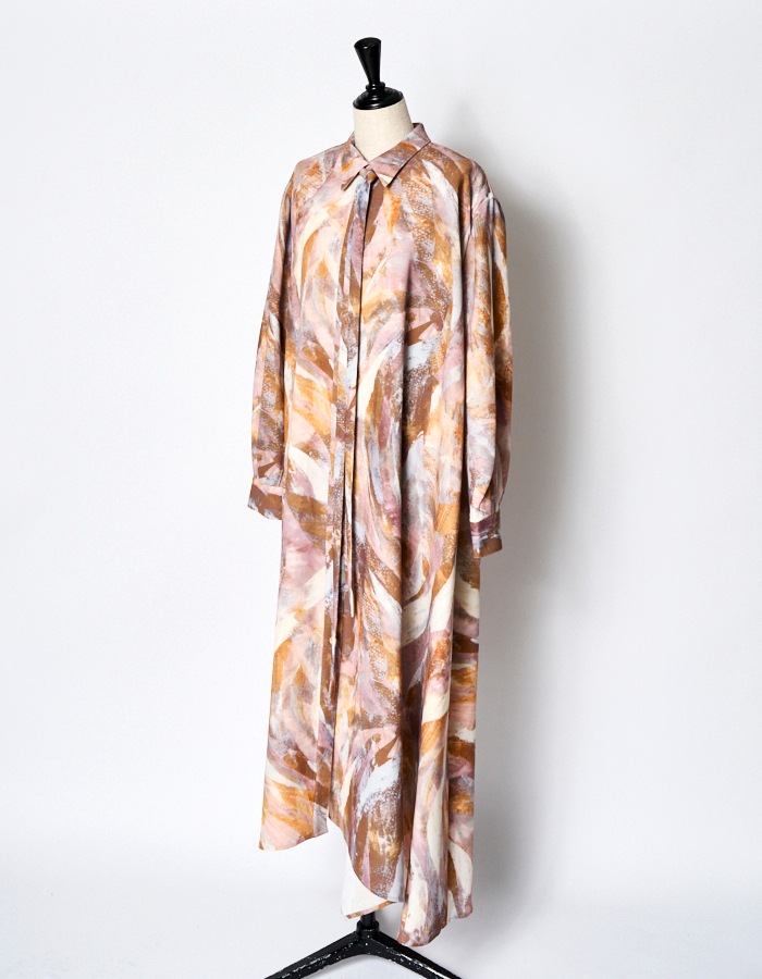 Wing Print Shirt Dress / pink