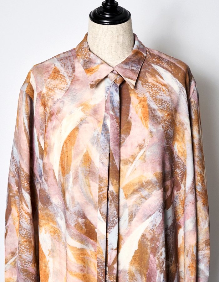 Wing Print Shirt Dress / pink