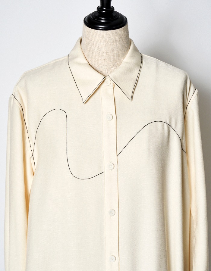 【RUMCHE】Art Stitch Shirt Dress シャツワンピース Art Stitch Shirt Dress / off white | DRESS | RUMCHE OFFICIAL