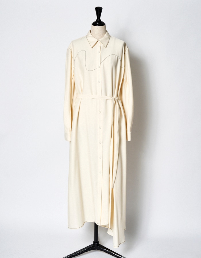 【RUMCHE】Art Stitch Shirt Dress シャツワンピース Art Stitch Shirt Dress / off white | DRESS | RUMCHE OFFICIAL
