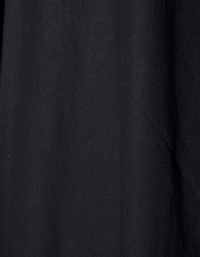 Piping Gathered Shirt Dress / black