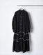 Piping Gathered Shirt Dress / black