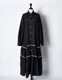 Piping Gathered Shirt Dress / black