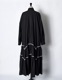Piping Gathered Shirt Dress / black