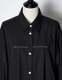 Piping Gathered Shirt Dress / black