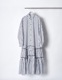 Stripe Piping Gathered Shirt Dress / black