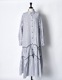 Stripe Piping Gathered Shirt Dress / black