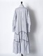 Stripe Piping Gathered Shirt Dress / black