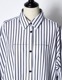 Stripe Piping Gathered Shirt Dress / black