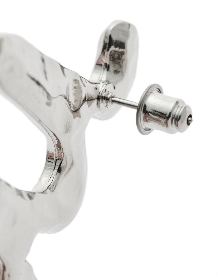 M Letter Pierced Earrings / silver