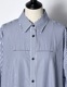 Stripe Piping Gathered Shirt Dress / navy