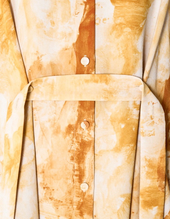 Earth Print Shirt Dress / beige