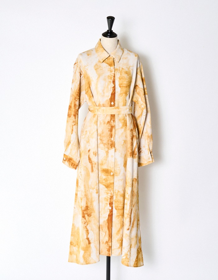 Earth Print Shirt Dress / beige