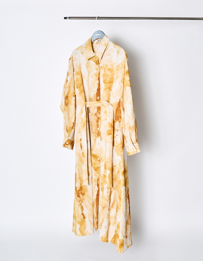 Earth Print Shirt Dress / beige