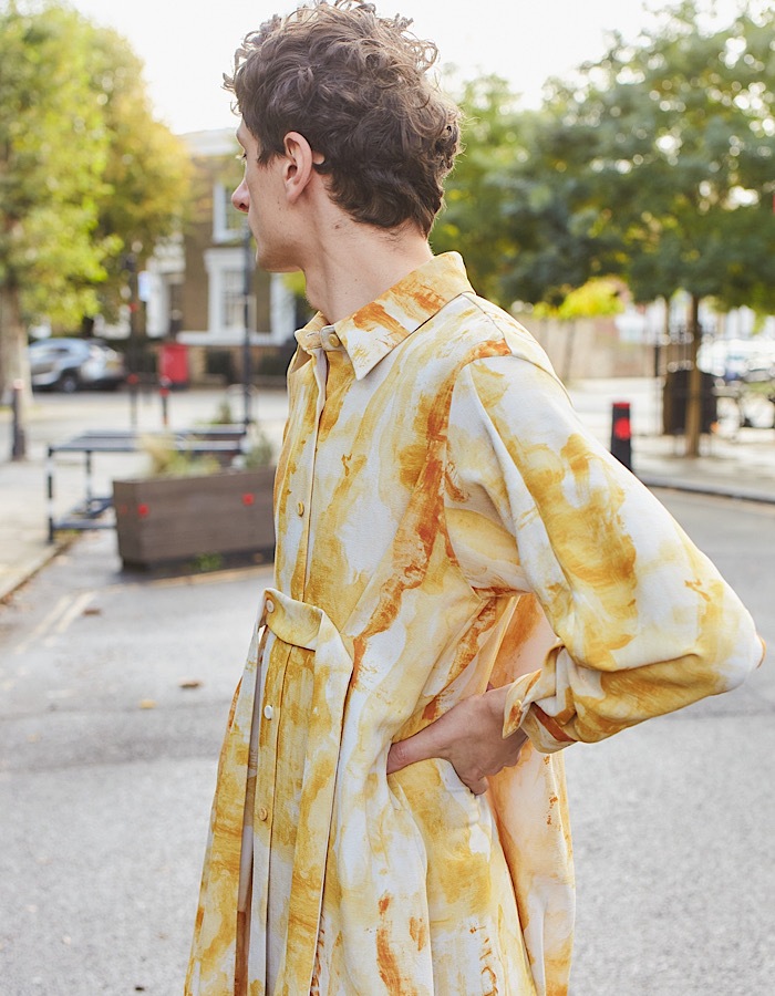 Earth Print Shirt Dress / beige