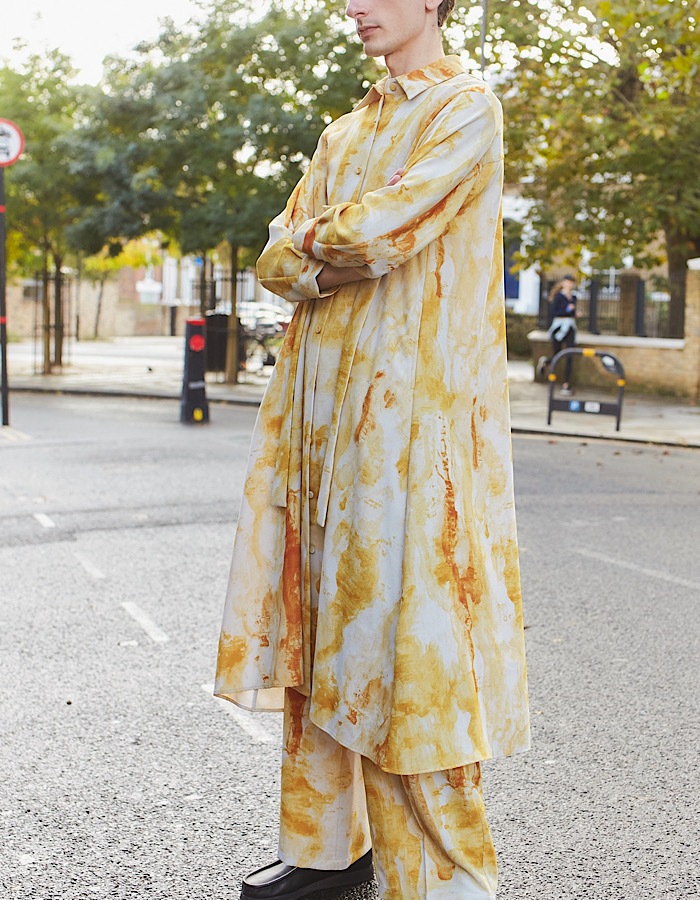 Earth Print Shirt Dress / beige