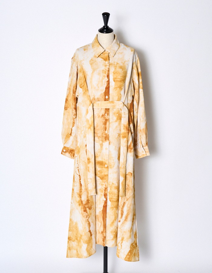 Earth Print Shirt Dress / beige