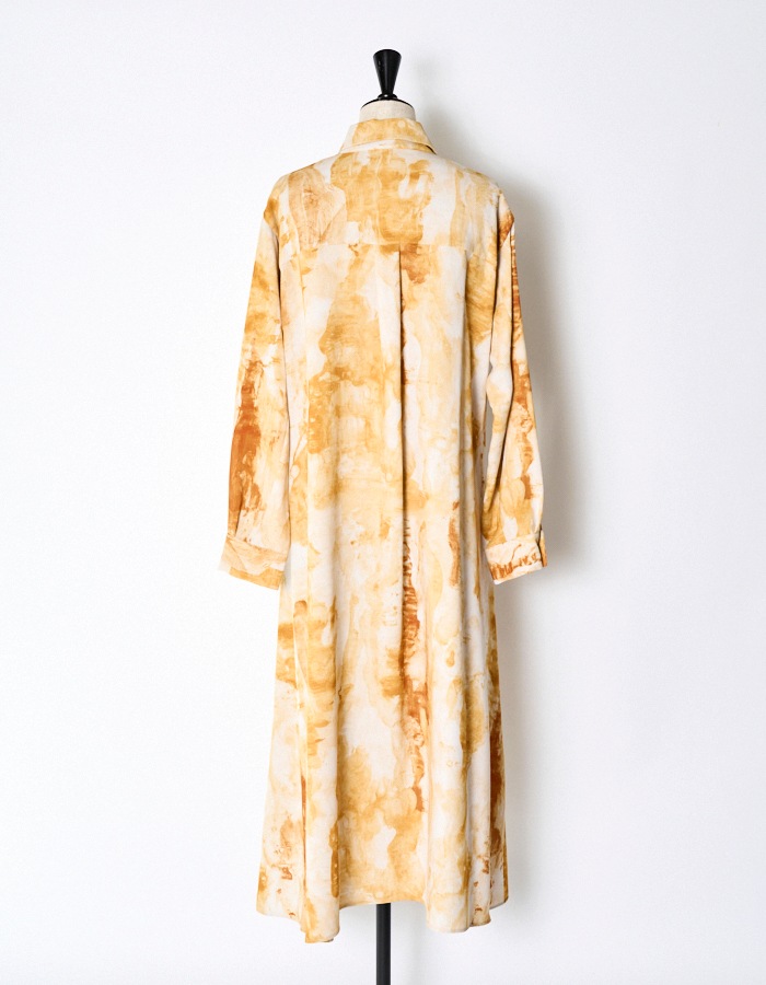 Earth Print Shirt Dress / beige