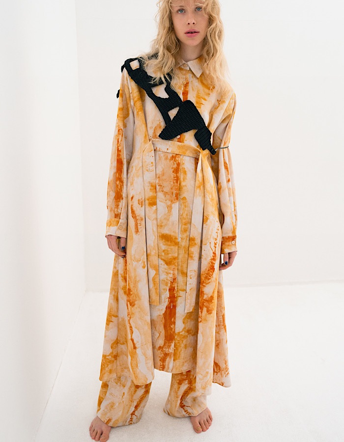 Earth Print Shirt Dress / beige