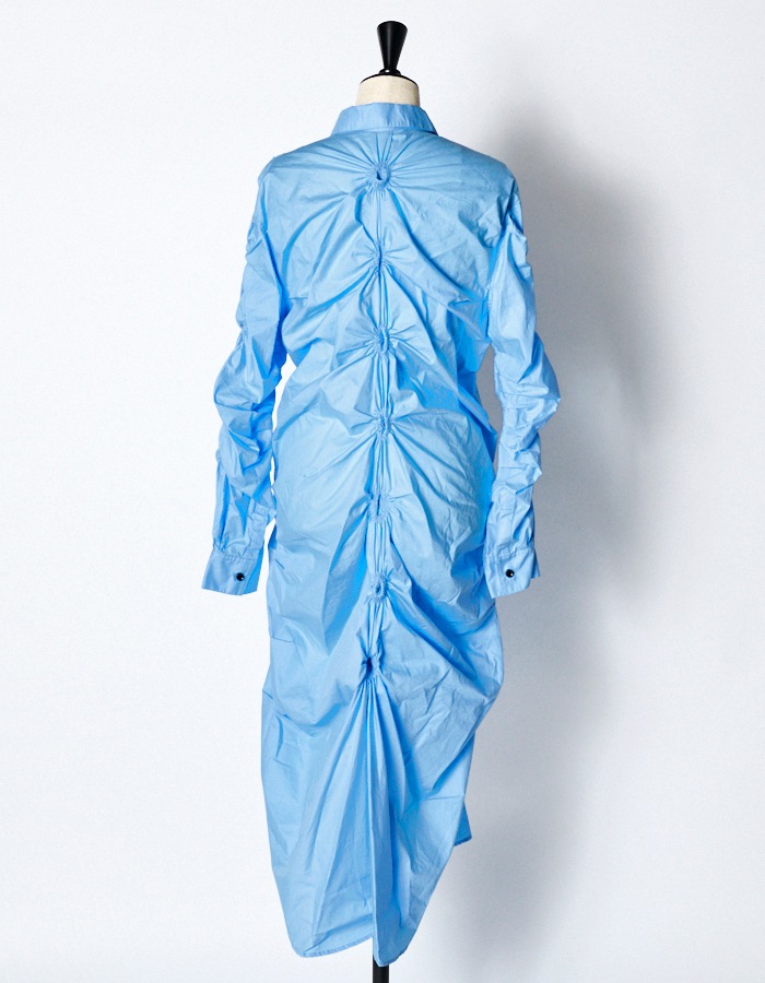 Smocking Shirt Dress / sax blue | DRESS | RUMCHE OFFICIAL ONLINE STORE
