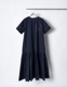 Stitch Gathered Typewriter Dress / navy