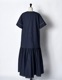 Stitch Gathered Typewriter Dress / navy