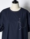 Stitch Gathered Typewriter Dress / navy