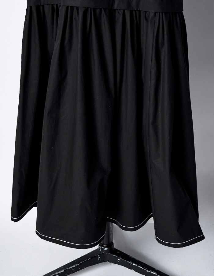 Stitch Gathered Typewriter Dress / black