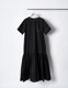 Stitch Gathered Typewriter Dress / black