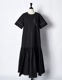 Stitch Gathered Typewriter Dress / black