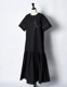 Stitch Gathered Typewriter Dress / black