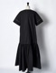 Stitch Gathered Typewriter Dress / black