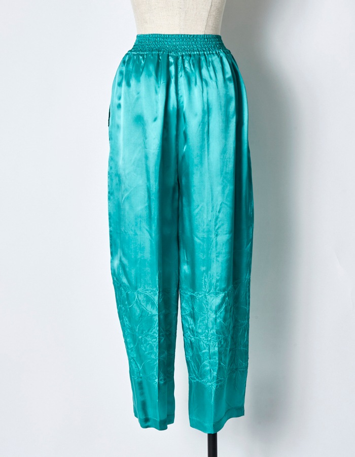Tapa Pattern Embroidery Trousers / green
