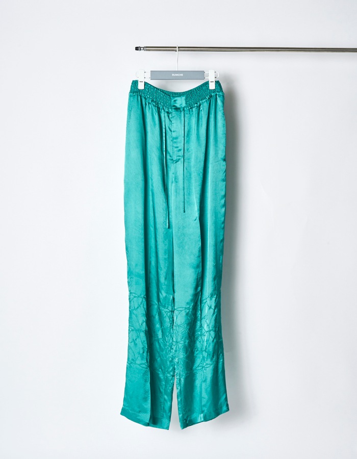 Tapa Pattern Embroidery Trousers / green