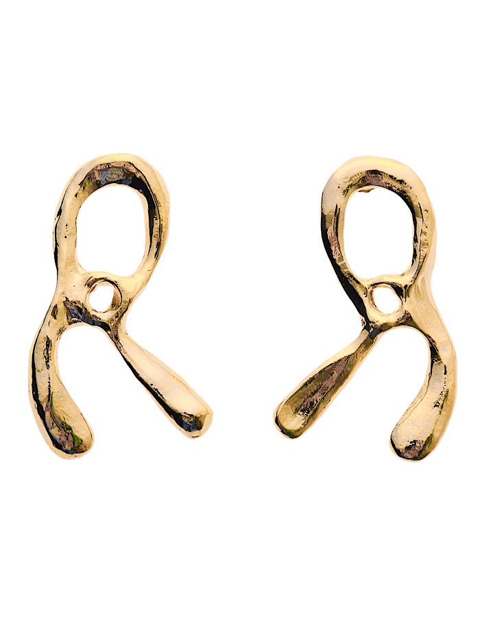 R Letter Earrings / gold