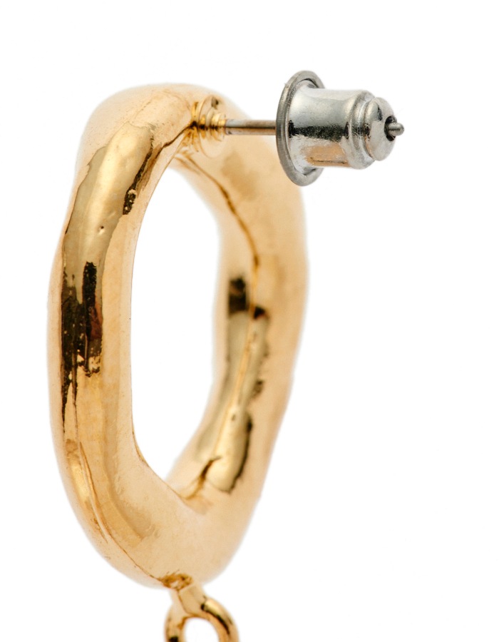 Big Pearl Pierced Earrings / gold