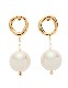 Big Pearl Pierced Earrings / gold