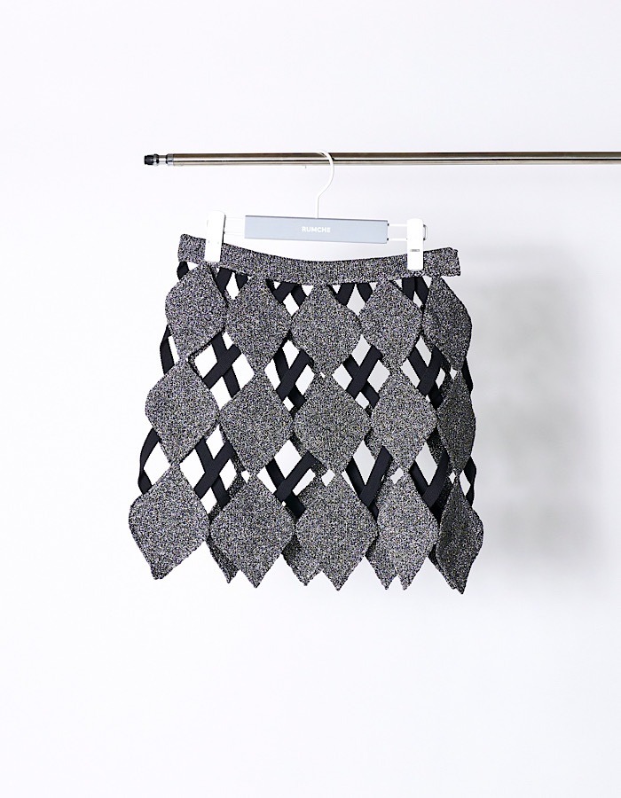 Lame Bond Yarn Skirt / silver | BOTTOMS,SKIRT | RUMCHE OFFICIAL 