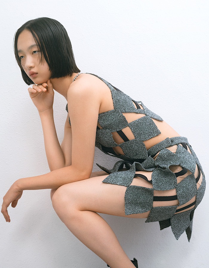 Lame Bond Yarn Skirt / silver | BOTTOMS,SKIRT | RUMCHE OFFICIAL 