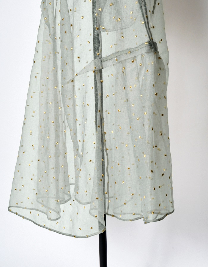 Dot Embroidery Sheer Skirt / light gray