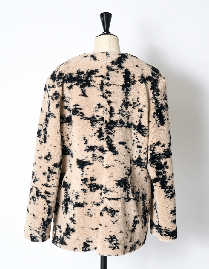 Abstract Paint Boa Jacket / beige