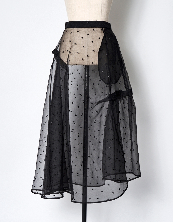 Dot Embroidery Sheer Skirt / black | BOTTOMS,SKIRT | RUMCHE