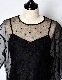 Dot Embroidery Sheer Tops / black