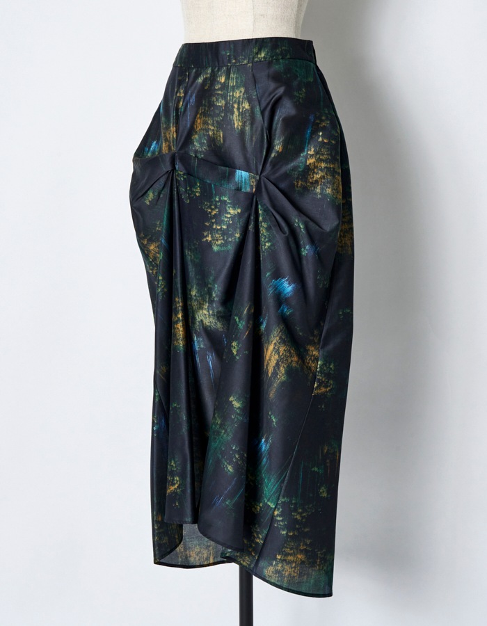 Corn Graphic Skirt / navy