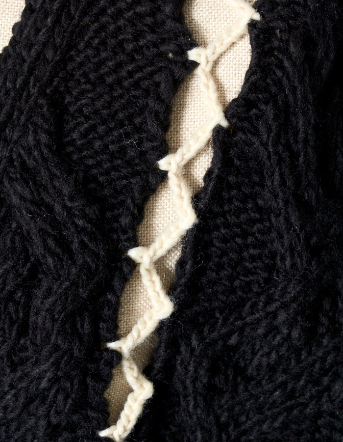 Deformation Cable Knit Cardigan / black | TOPS,KNIT | RUMCHE